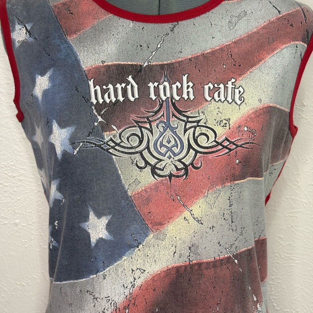 Y2K Hard Rock Cafe Red and Gray Cotton Shirt
